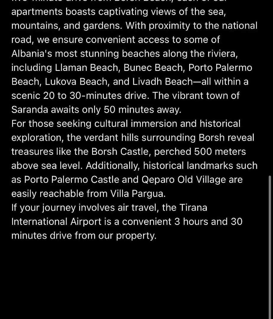 Villa Pargua Borsh Apartamento